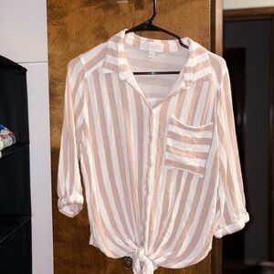 VIXBE Striped Button-Up Shirt